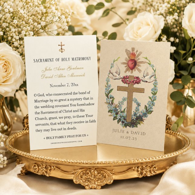 Katolskt bröllopskort med Jesu heliga hjärta Visitkort (Skapare uppladdad)