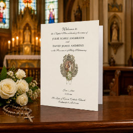 Katolskt bröllopsprogram Vintage Floral Matrimony