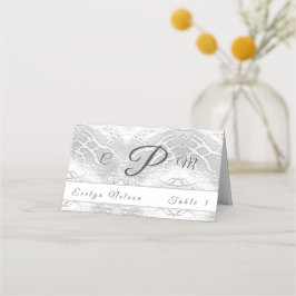 Katolskt faux-satin Monogrammed tackkort Placeringskort