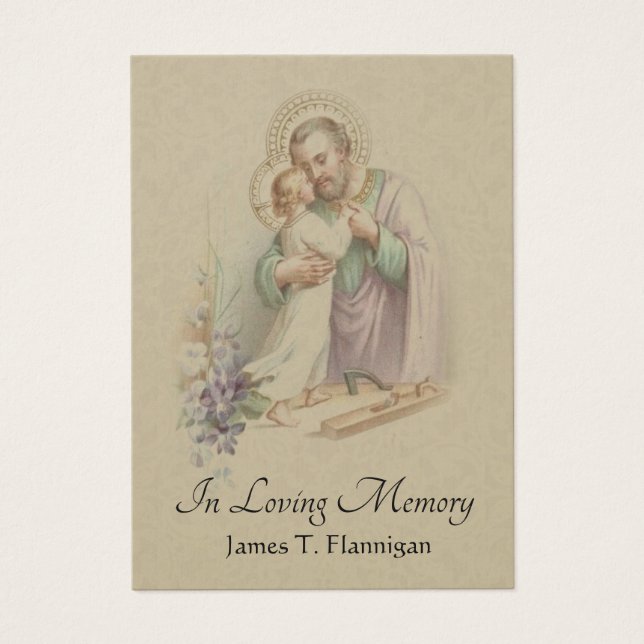 Katolskt Funeral Sympathy Joseph Prayer Heliga Car Visitkort (Framsidan)