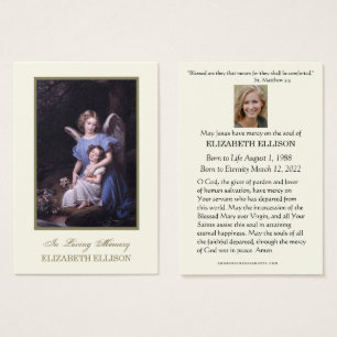 Katolskt Guardian Angel Funeral Prayer Card Visitkort