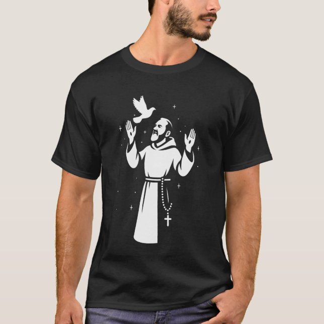 Katolskt helgon Padre Pio T Shirt (Framsida)
