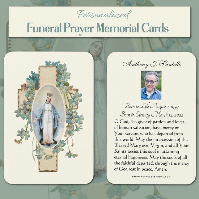Katolskt Heliga för minnesbön Visitkort (Traditional Catholic Funeral Memorial Prayer Cards of the Blessed Virgin Mary)