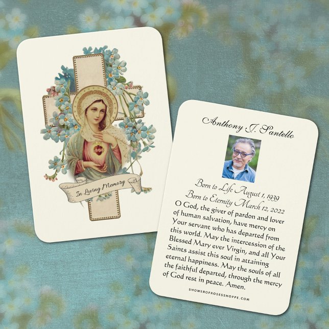 Katolskt Heliga för minnesbön Visitkort (Traditional Catholic Funeral Memorial Prayer Card)