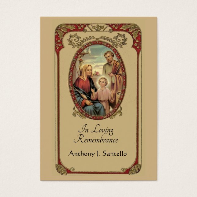 Katolskt Heliga för minnesbön Visitkort (Framsidan)