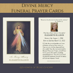 Katolskt Jesus Divine Mercy Funeral Prayer-kort Visitkort