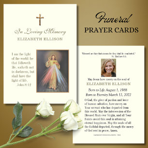 Katolskt Jesus Divine Mercy Funeral Prayer-kort Visitkort