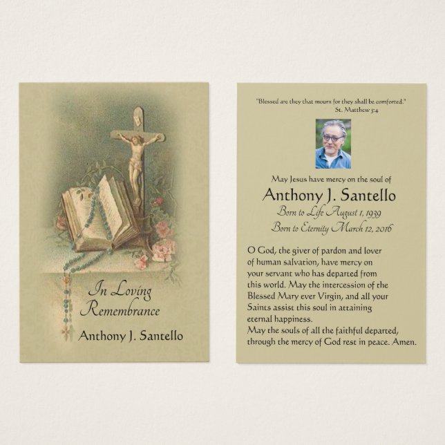 Katolskt Jesus Funeral Sympathy Prayer Heliga Card Visitkort (Framsida & baksida)
