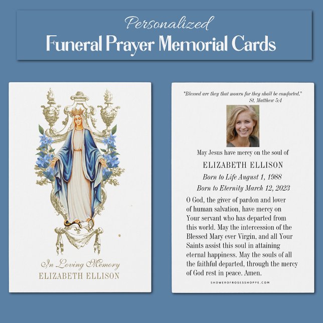 Katolskt Jgin Mary Funeral Memorial Prayer Card Visitkort (Traditional Catholic Blessed Virgin Mary Funeral Prayer Memorial Card)