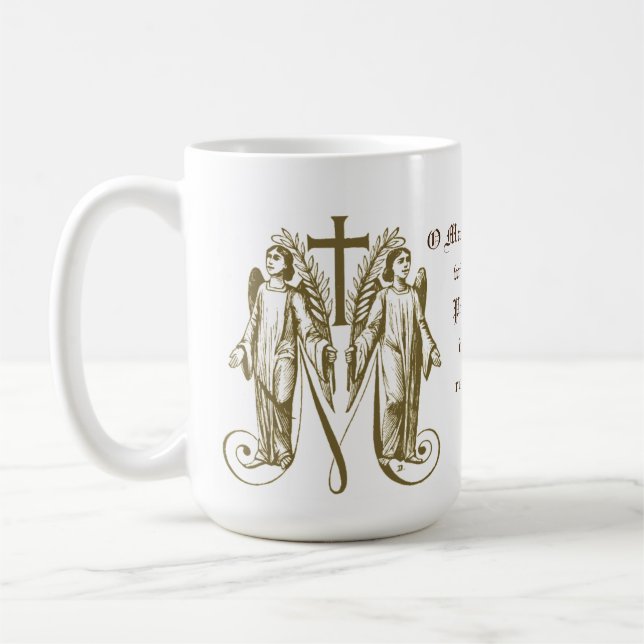 Katolskt jungfru Mary Kor Änglar Prayer Religiösa Kaffemugg (Vänster)