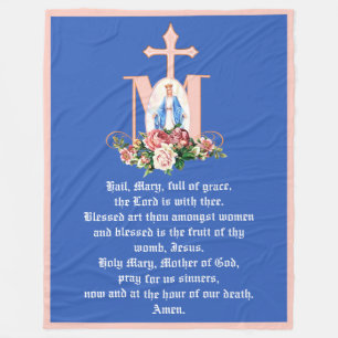 Katolskt jungfru Mary Marian Kor Rosor Religiösa Fleecefilt