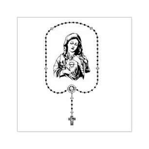 Katolskt jungfru Mary Rosary Religiösa Adress Stämpel