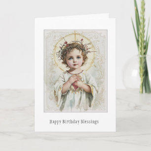 Katolskt Junggin Mary Blommigt Birthday Card Kort