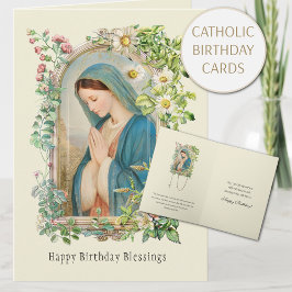 Katolskt Junggin Mary Blommigt Birthday Card Kort