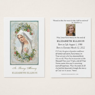 Katolskt Junggin Mary Fatima Funeral Prayer Card Visitkort