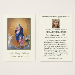 Katolskt Junggin Mary Funeral Prayer Card Visitkort