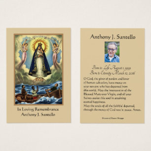 Katolskt Junggin Mary Funeral Prayer Heliga Card Visitkort