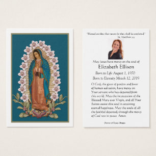 Katolskt Junggin Mary Guadalupe Funeral Prayer Car Visitkort