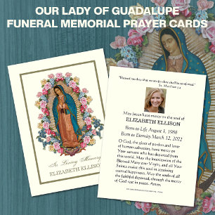 Katolskt Junggin Mary Guadalupe Funeral Prayer Car Visitkort