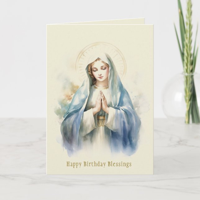 Katolskt Junggin Mary Religiösa Birthday Card Kort (Framsida)