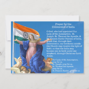 Katolskt konverteringskort Indien Prayer Heliga Ca Kort