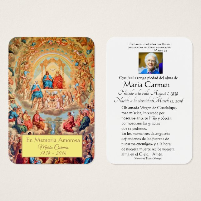 Katolskt spanskt Jesus-Religiösa-Heliga-kort Visitkort (Framsida & baksida)