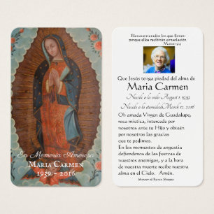 Katolskt spanskt Mary Funeral Memorial Heliga Card Visitkort
