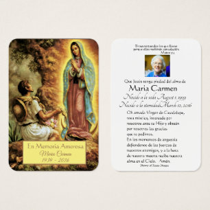 Katolskt spanskt Mary Funeral Memorial Heliga Card Visitkort