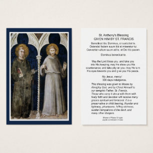 Katolskt St. Anthony St. Francis Blessing Prayer Visitkort