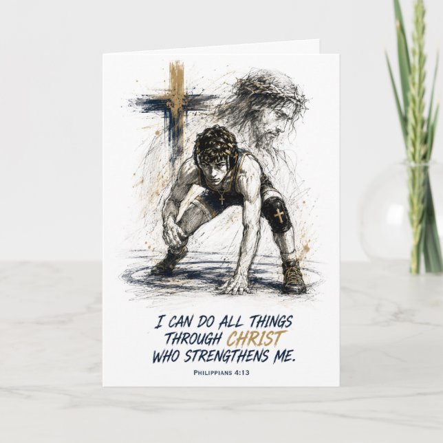 Katolskt wrestling-födelsedags kort för pojkar (Framsida)
