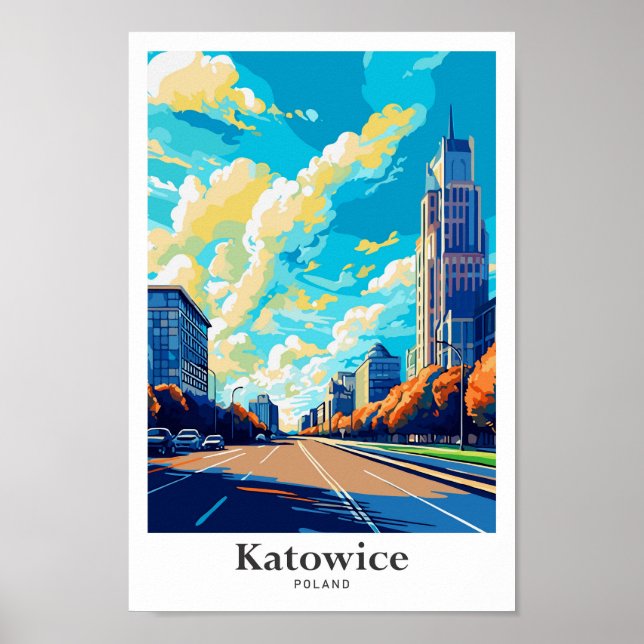 Katowice Poland Travel Potrait Illustration Poster (Framsidan)