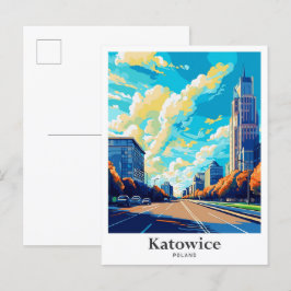 Katowice Poland Travel Potrait Illustration Vykort