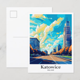 Katowice Poland Travel Potrait Illustration Vykort
