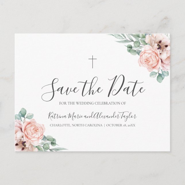 Katrina Christian Kor Greenery Spara datumet Meddelande Vykort (Framsida)