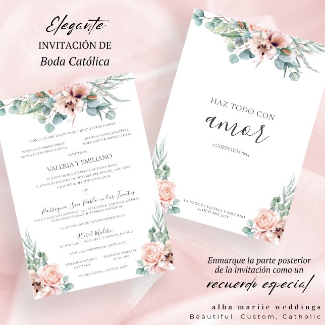 Katrina Invación Boda Catolica Spain Bröllop Inbjudningar (Skapare uppladdad)