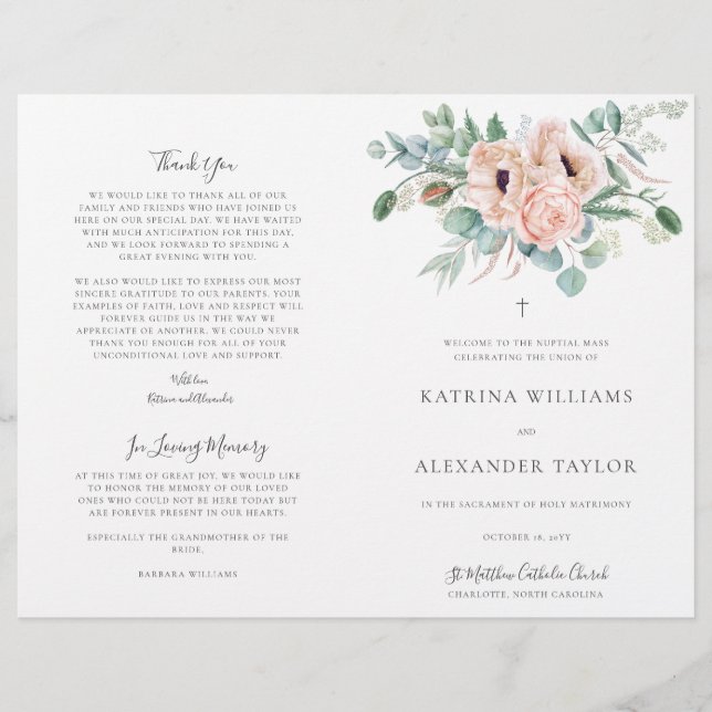 Katrina-katolska Bröllop-masspektemonprogrammet (Framsida)