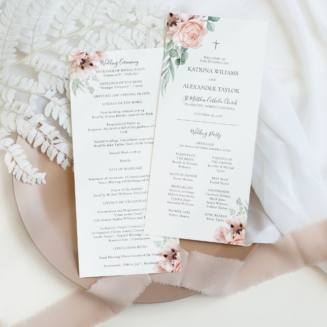Katrina Rosa Blommigt Bröllopsprogram Mass (Skapare uppladdad)
