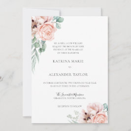 Katrina Rosa Boho Watercolor Flowers Bröllop Inbjudningar