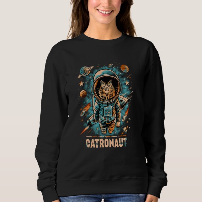 Katronaut Graphic - Maine Coon Cat in Space Astron T Shirt (Framsida)