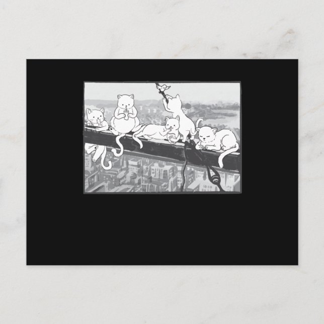 Kats Atop A Skyscraper Lunch Parody Cats Kitten Vykort (Framsida)