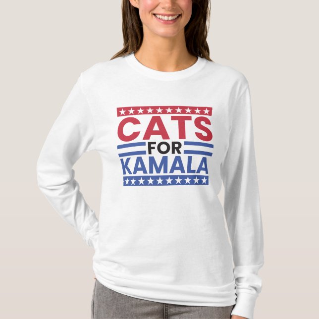 Kats för Kamala Harris till president 2024 T Shirt (Framsida)