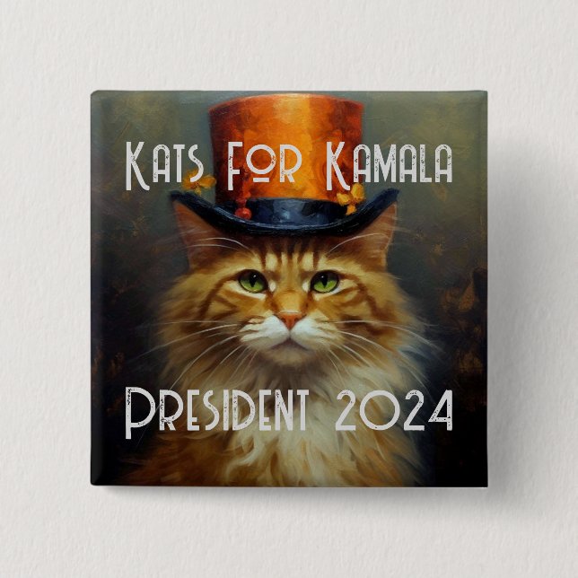 Kats for Kamala Policy Button Knapp (Framsida)