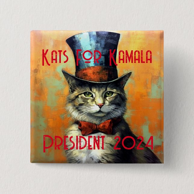 Kats for Kamala Policy Button Knapp (Framsida)