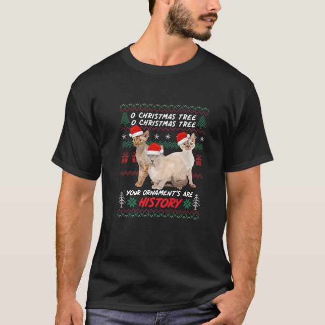 Kats julklapp Prylents Devon Rex Älskare T Shirt (Framsida)