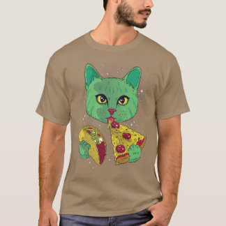Kats Pizza Vild Astronaut Astral Cosmic Design for T Shirt