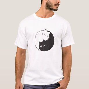 Kats Yin och Yang Peace Balance Symbol T Shirt