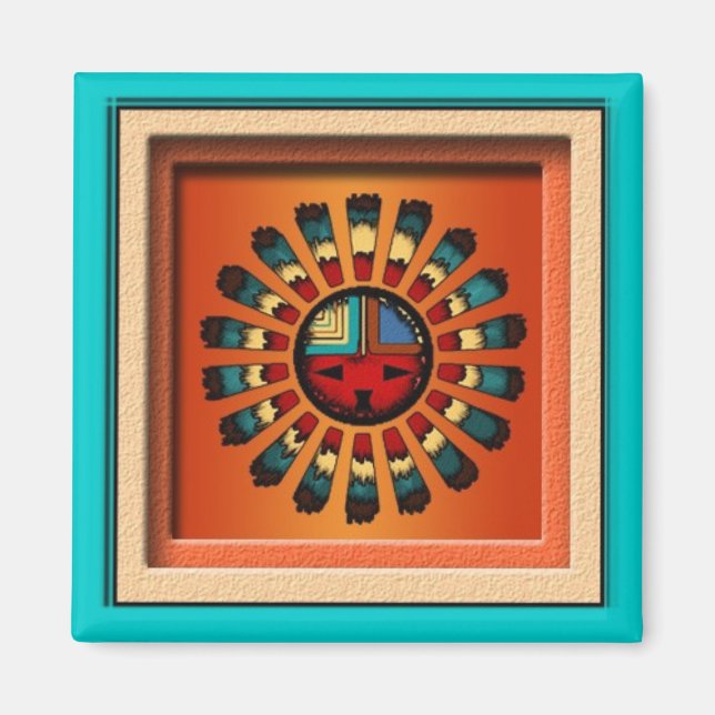 Katsina (Kachina) Sol Ansikte Magnet (Framsidan)