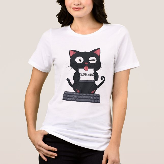 Katsljning - Lustigt, svart kattkort T Shirt (Framsida)
