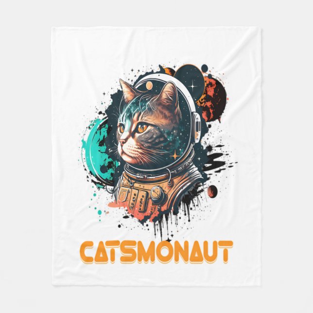 Katsmonaut astronaut - eller rymdkatat fleecefilt (Framsidan)