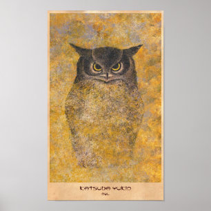 Katsuda Yukio Uggla japansk oriental konst Poster